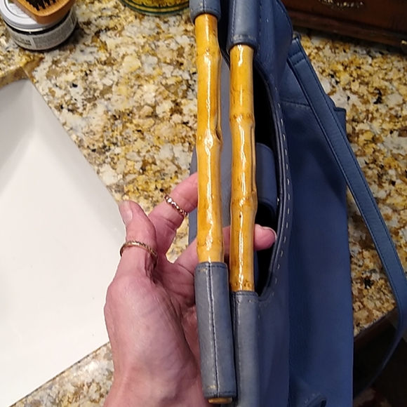 ππ fossil leather bamboo handle purse - Picture 6 of 7